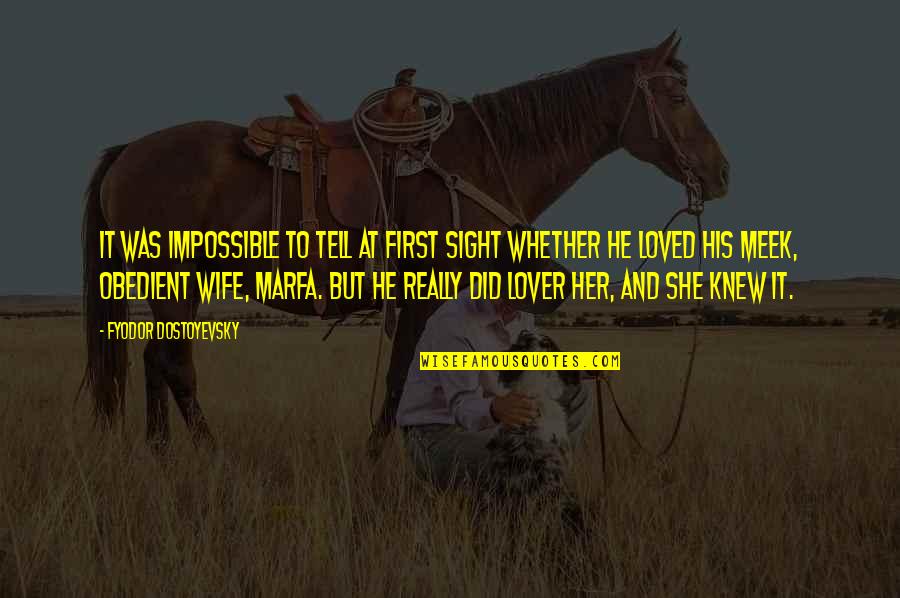 Wife Lover Quotes By Fyodor Dostoyevsky: It was impossible to tell at first sight