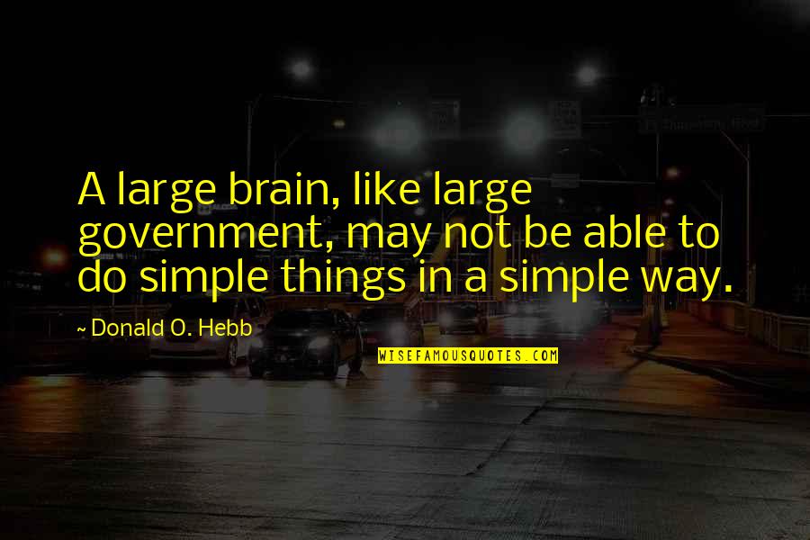 Wigginton Quotes By Donald O. Hebb: A large brain, like large government, may not Wigginton Quotes By Donald O. Hebb: A large brain, like large government, may not
