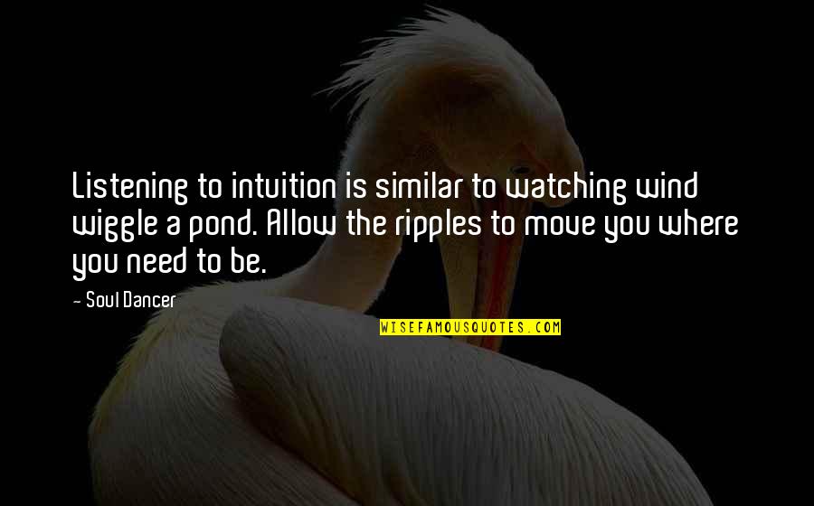 Wiggle Quotes By Soul Dancer: Listening to intuition is similar to watching wind Wiggle Quotes By Soul Dancer: Listening to intuition is similar to watching wind