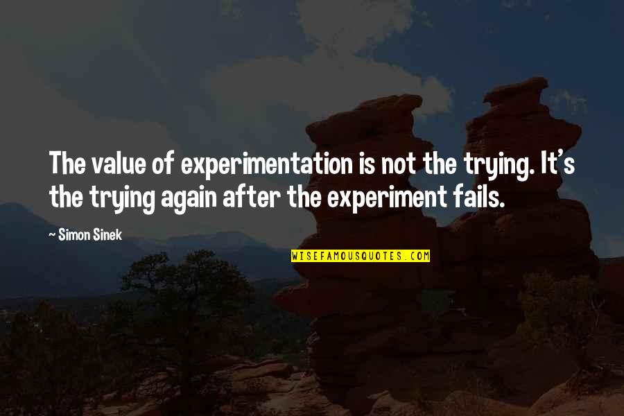 Wilcher Buckhannon Quotes By Simon Sinek: The value of experimentation is not the trying.