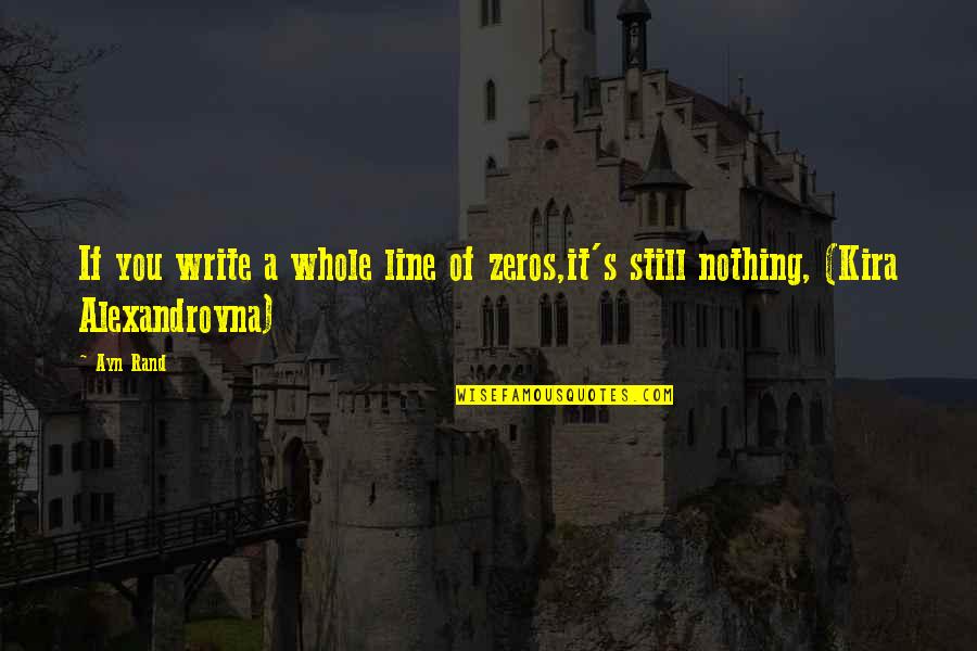 Wilcocks Insurance Quotes By Ayn Rand: If you write a whole line of zeros,it's