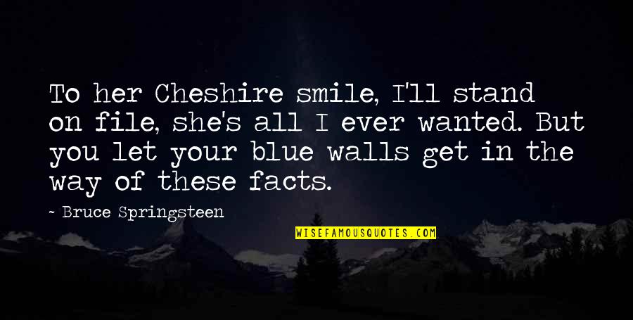 Wild Sheep Chase Quotes By Bruce Springsteen: To her Cheshire smile, I'll stand on file,