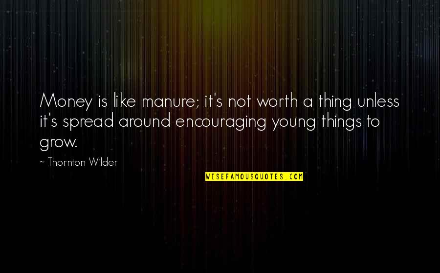 Wilder Quotes By Thornton Wilder: Money is like manure; it's not worth a