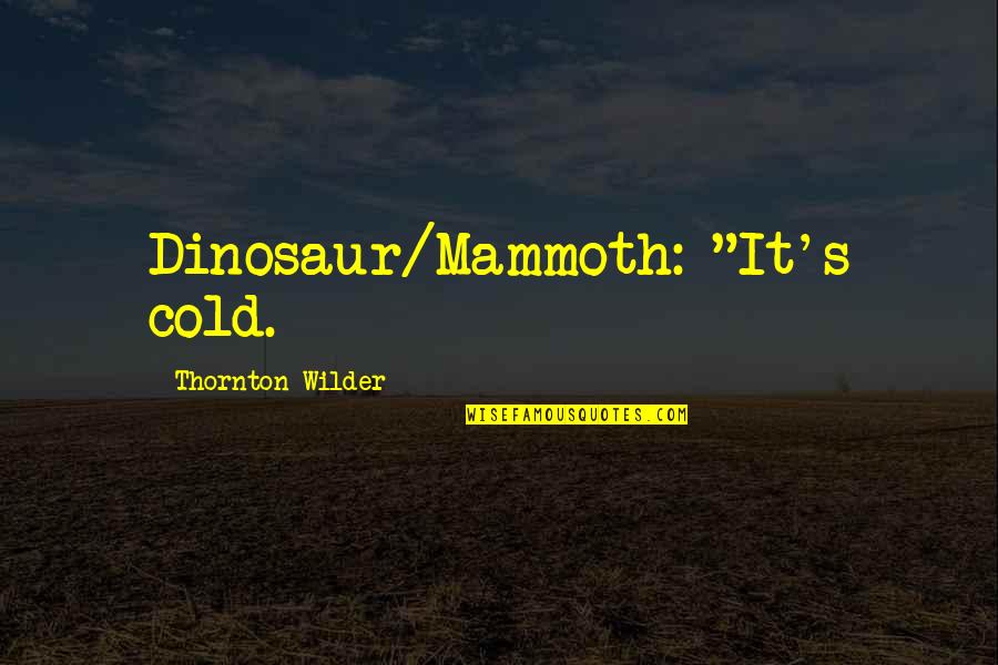 Wilder Thornton Quotes By Thornton Wilder: Dinosaur/Mammoth: "It's cold. Wilder Thornton Quotes By Thornton Wilder: Dinosaur/Mammoth: "It's cold.
