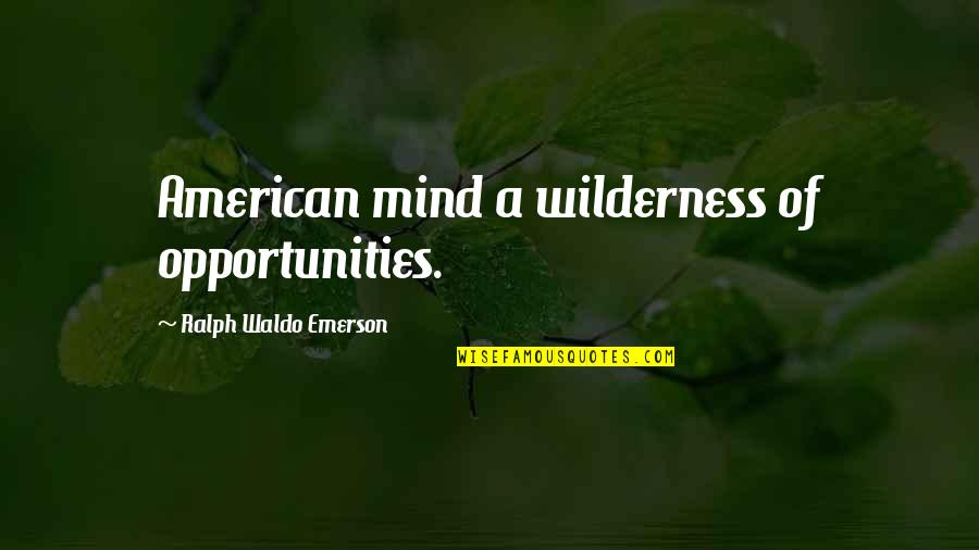 Wilderness Quotes By Ralph Waldo Emerson: American mind a wilderness of opportunities.
