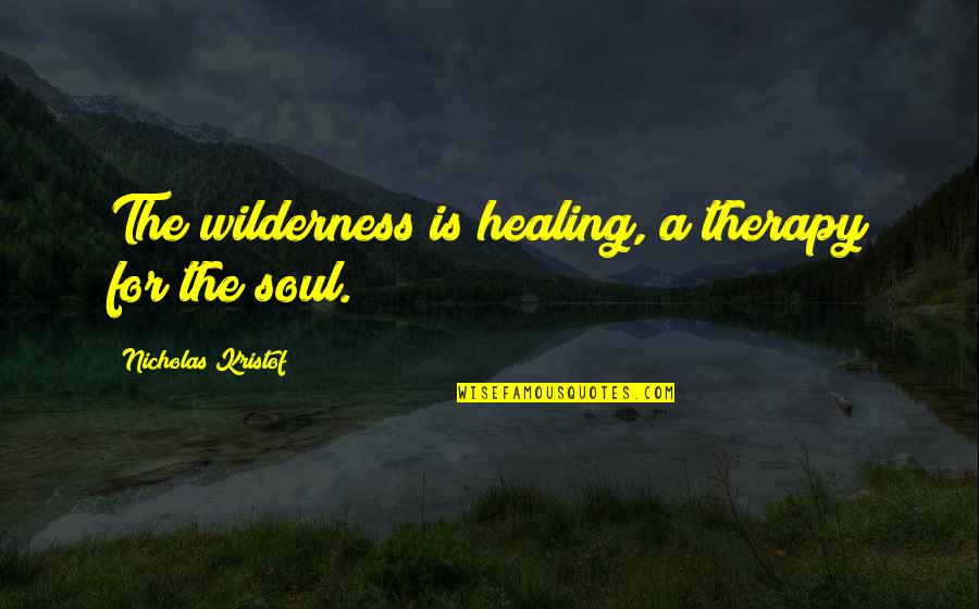 Wilderness Therapy Quotes By Nicholas Kristof: The wilderness is healing, a therapy for the