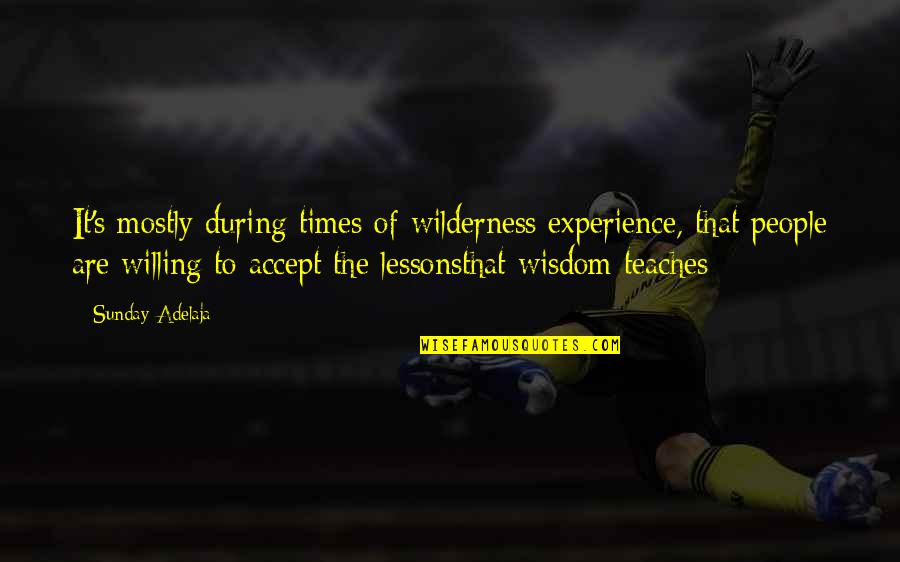 Wilderness Wisdom Quotes By Sunday Adelaja: It's mostly during times of wilderness experience, that