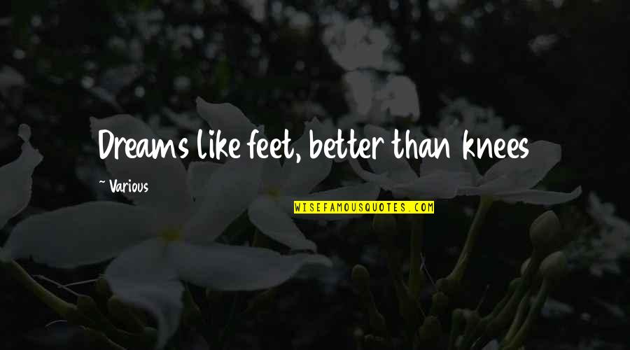 Wilfer Quotes By Various: Dreams like feet, better than knees