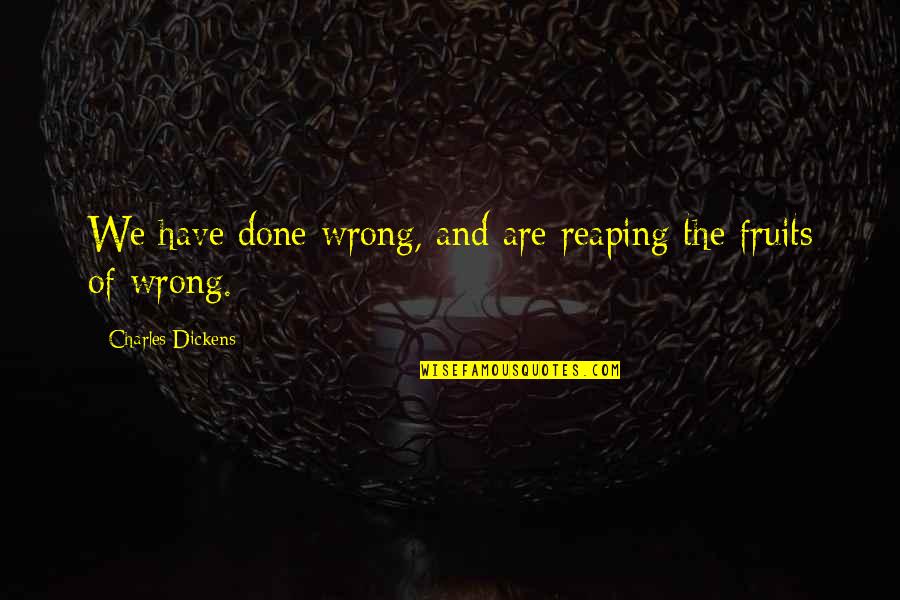 Wilfley Pumps Quotes By Charles Dickens: We have done wrong, and are reaping the