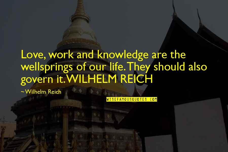 Wilhelm Reich Quotes By Wilhelm Reich: Love, work and knowledge are the wellsprings of