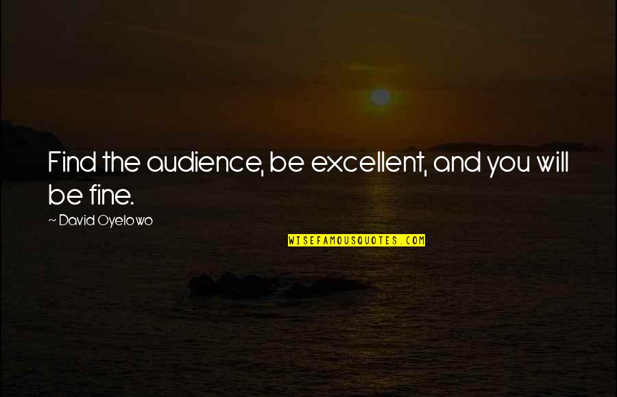 Will Be Fine Quotes By David Oyelowo: Find the audience, be excellent, and you will