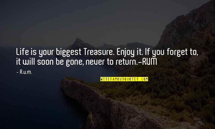 Will Be Gone Quotes By R.v.m.: Life is your biggest Treasure. Enjoy it. If