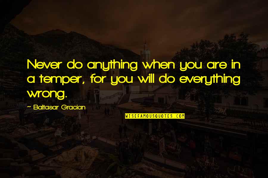 Will Do Anything For You Quotes By Baltasar Gracian: Never do anything when you are in a