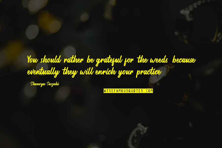 Will Eventually Quotes By Shunryu Suzuki: You should rather be grateful for the weeds,