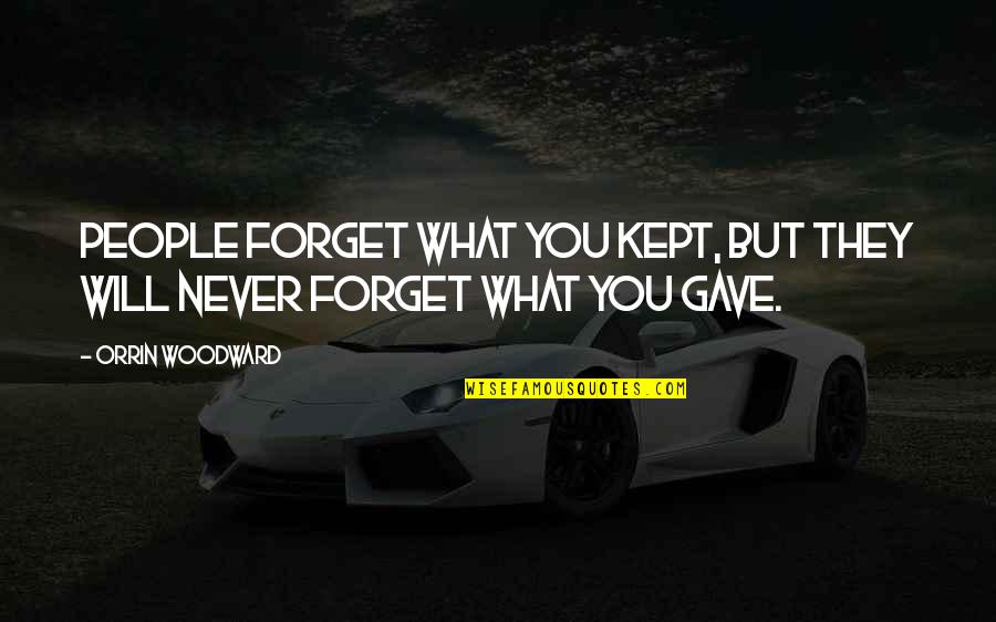 Will Forget You Quotes By Orrin Woodward: People forget what you kept, but they will