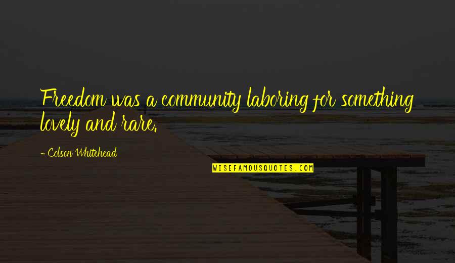 Will Go Transport Quotes By Colson Whitehead: Freedom was a community laboring for something lovely Will Go Transport Quotes By Colson Whitehead: Freedom was a community laboring for something lovely