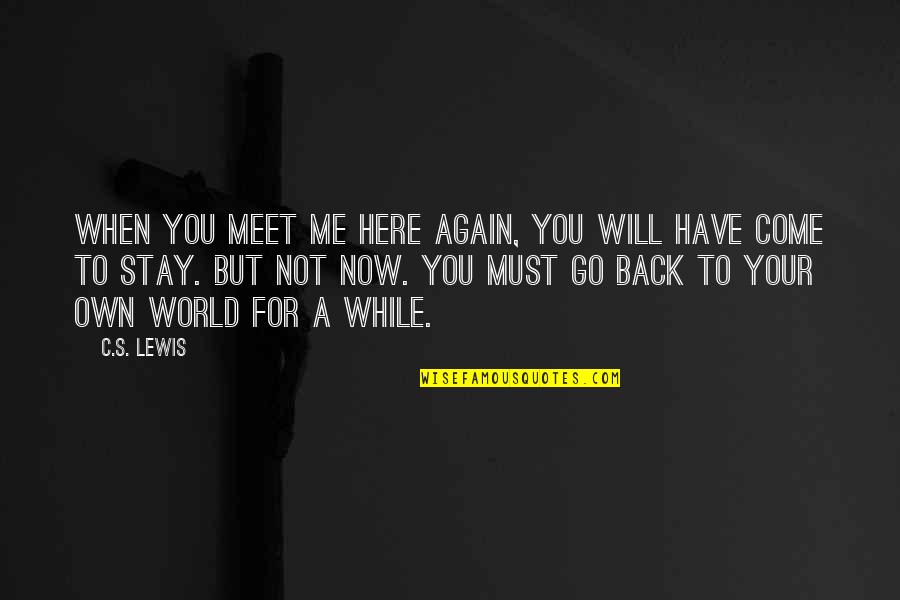 Will Not Come Back Quotes By C.S. Lewis: When you meet me here again, you will