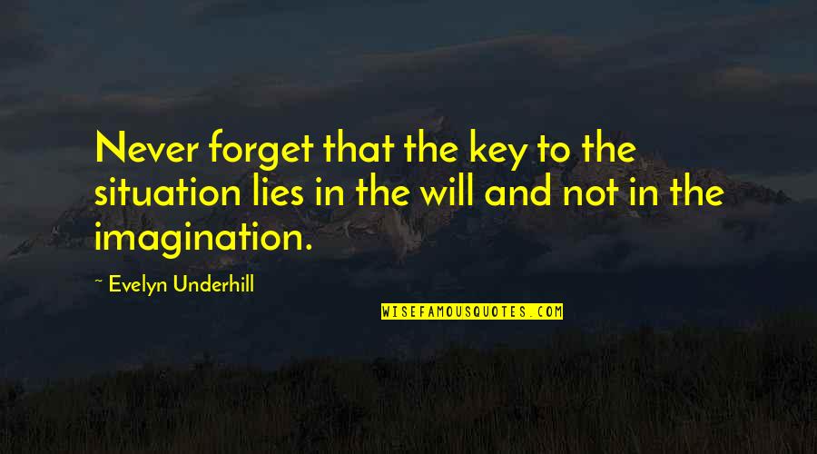 Will Not Forget Quotes By Evelyn Underhill: Never forget that the key to the situation Will Not Forget Quotes By Evelyn Underhill: Never forget that the key to the situation