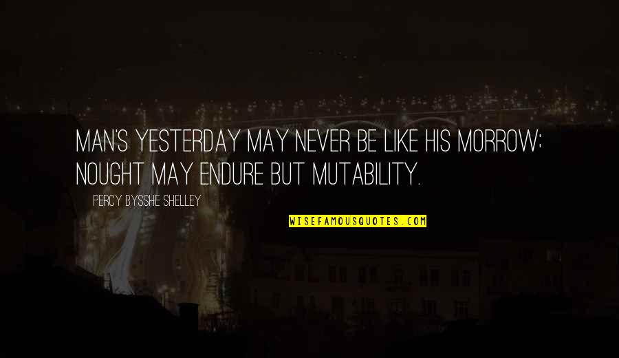 Will Sampson Quotes By Percy Bysshe Shelley: Man's yesterday may never be like his morrow;