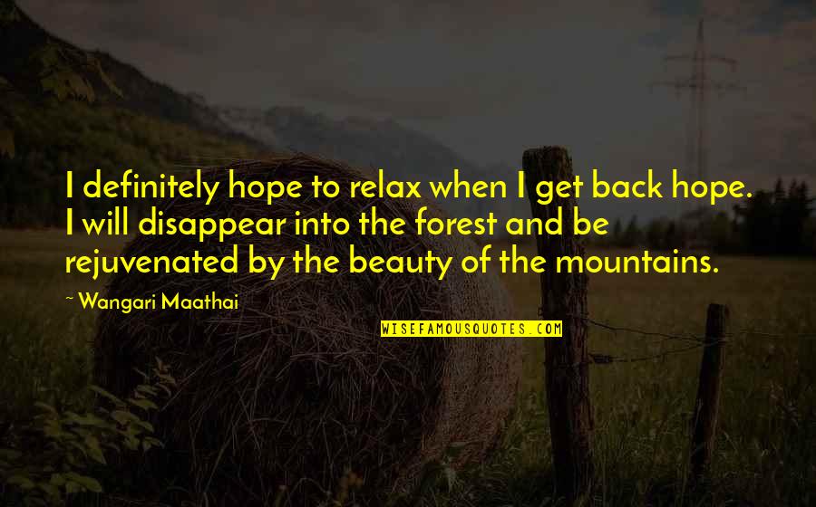 Will To Beauty Quotes By Wangari Maathai: I definitely hope to relax when I get