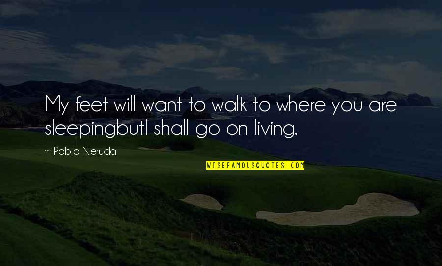 Will To Go On Quotes By Pablo Neruda: My feet will want to walk to where