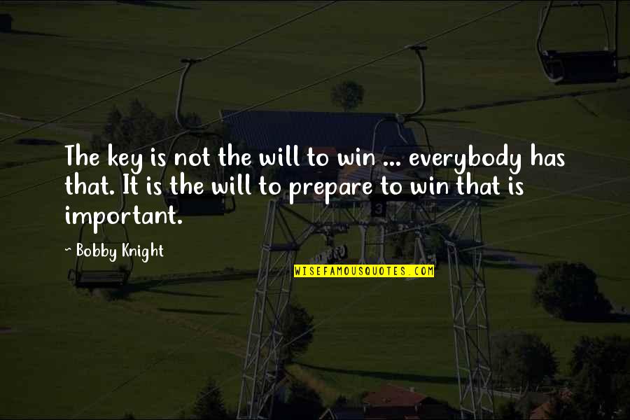 Will To Prepare Quotes By Bobby Knight: The key is not the will to win Will To Prepare Quotes By Bobby Knight: The key is not the will to win