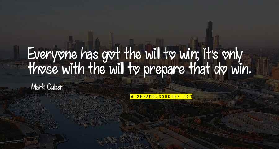 Will To Prepare Quotes By Mark Cuban: Everyone has got the will to win; it's Will To Prepare Quotes By Mark Cuban: Everyone has got the will to win; it's