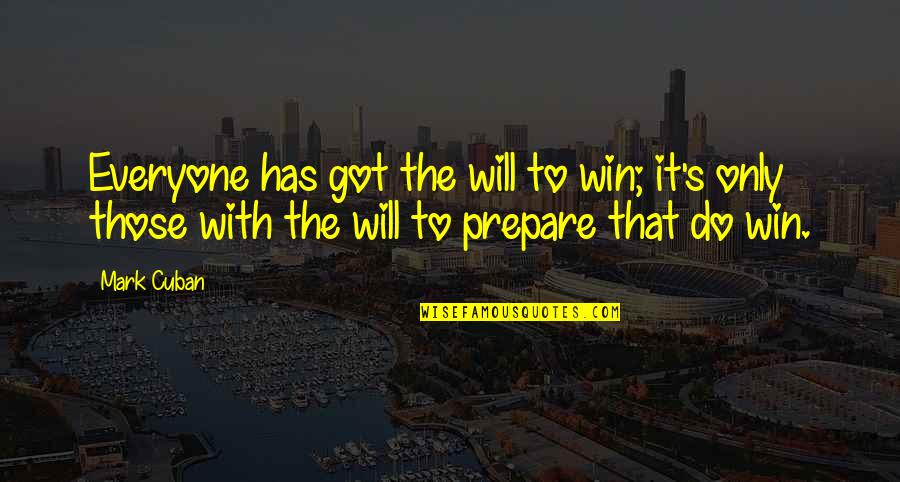 Will To Win Quotes By Mark Cuban: Everyone has got the will to win; it's