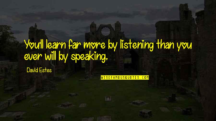 Will You Ever Learn Quotes By David Estes: You'll learn far more by listening than you