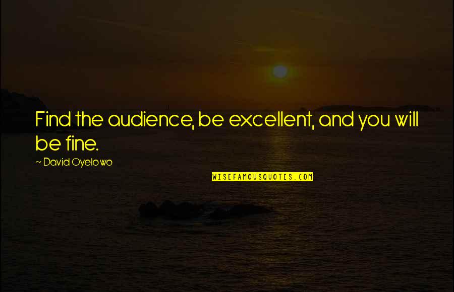 Will You Love Me Tomorrow Quotes By David Oyelowo: Find the audience, be excellent, and you will