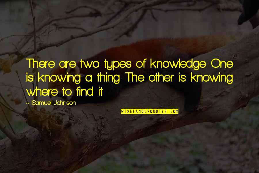 Willamena Band Quotes By Samuel Johnson: There are two types of knowledge. One is
