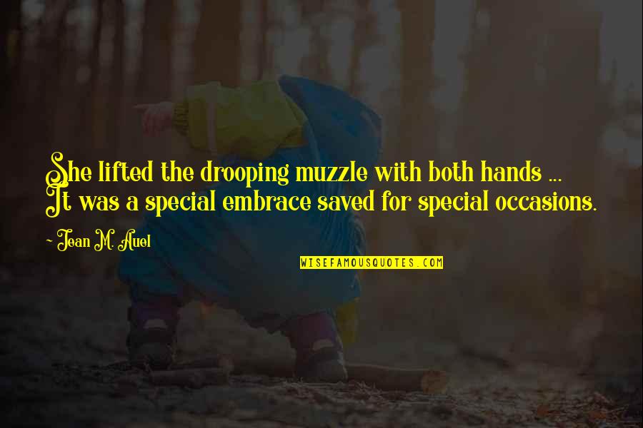 Willamena Steinhauer Quotes By Jean M. Auel: She lifted the drooping muzzle with both hands