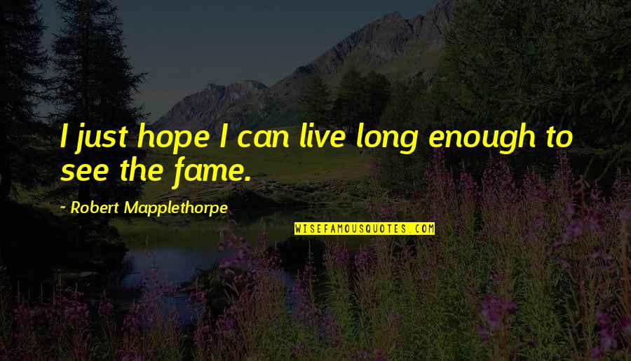 Willenborg F Quotes By Robert Mapplethorpe: I just hope I can live long enough
