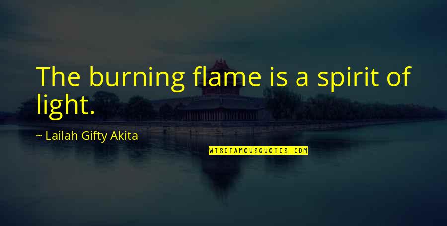 Willenskraft Quotes By Lailah Gifty Akita: The burning flame is a spirit of light.