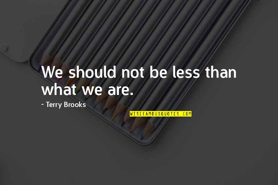Willfulness Synonyms Quotes By Terry Brooks: We should not be less than what we Willfulness Synonyms Quotes By Terry Brooks: We should not be less than what we