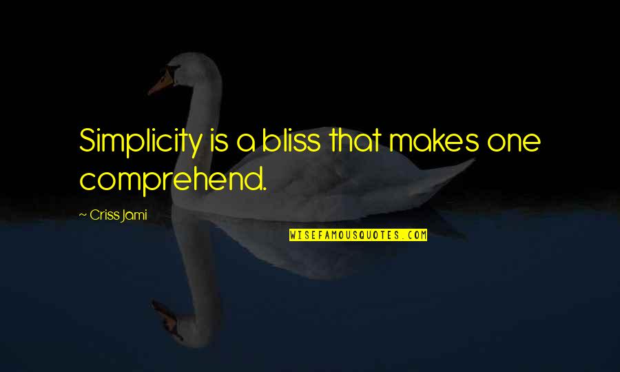 William Albrecht Quotes By Criss Jami: Simplicity is a bliss that makes one comprehend.