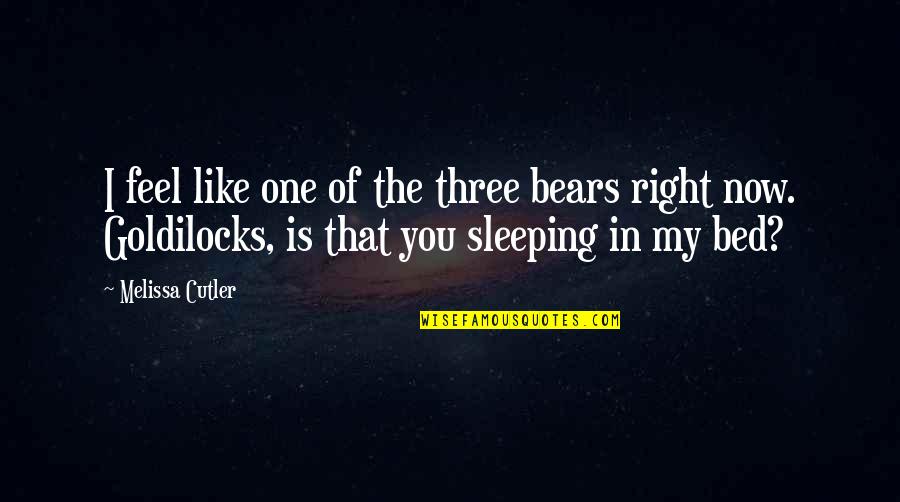 William Allard Quotes By Melissa Cutler: I feel like one of the three bears William Allard Quotes By Melissa Cutler: I feel like one of the three bears