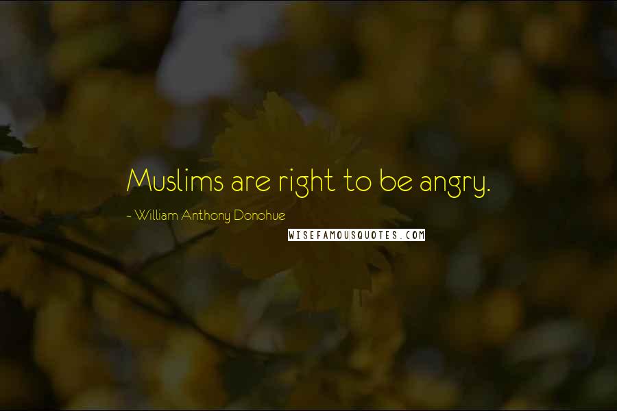 William Anthony Donohue quotes: Muslims are right to be angry.