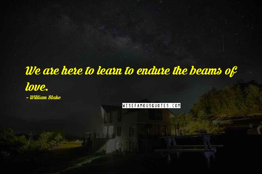William Blake quotes: We are here to learn to endure the beams of love.