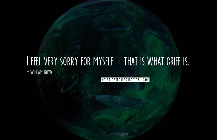 William Boyd quotes: I feel very sorry for myself - that is what grief is.