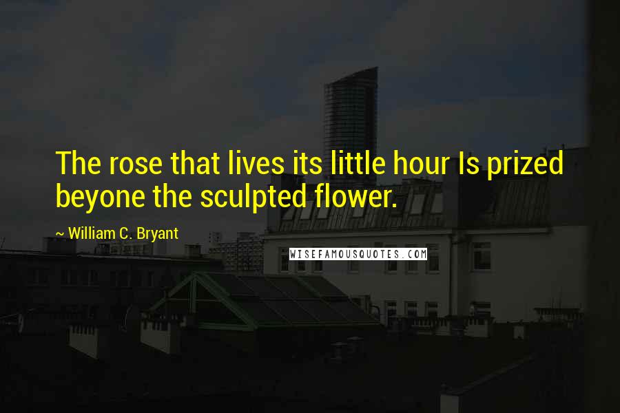 William C. Bryant quotes: The rose that lives its little hour Is prized beyone the sculpted flower.