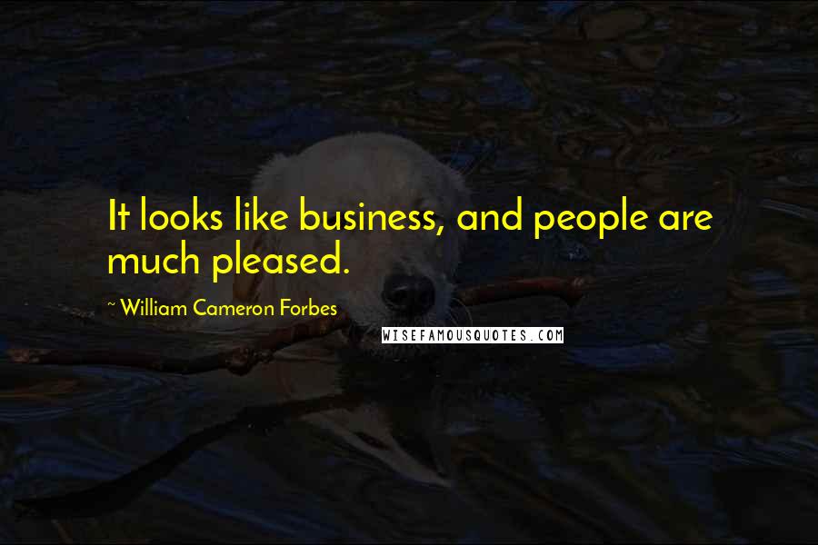 William Cameron Forbes quotes: It looks like business, and people are much pleased.