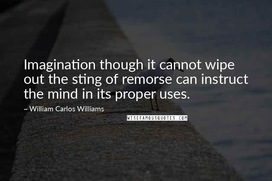 William Carlos Williams quotes: Imagination though it cannot wipe out the sting of remorse can instruct the mind in its proper uses.