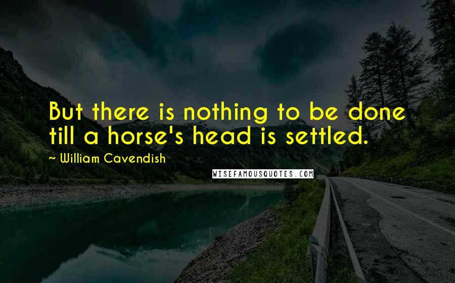 William Cavendish quotes: But there is nothing to be done till a horse's head is settled.