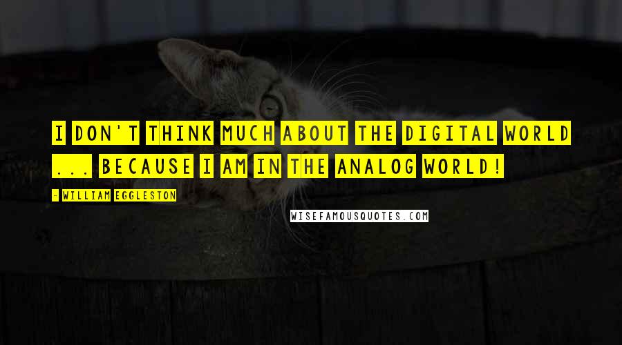 William Eggleston quotes: I don't think much about the digital world ... because I am in the analog world!