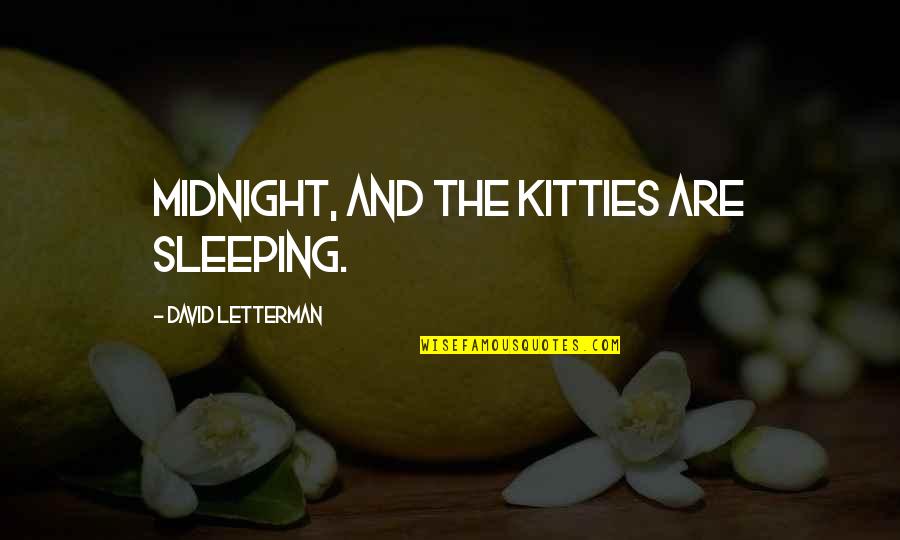 William Gadsby Quotes By David Letterman: Midnight, and the kitties are sleeping. William Gadsby Quotes By David Letterman: Midnight, and the kitties are sleeping.