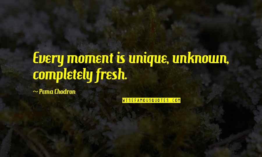 William Girao Quotes By Pema Chodron: Every moment is unique, unknown, completely fresh.