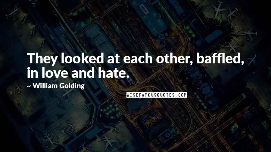 William Golding quotes: They looked at each other, baffled, in love and hate.