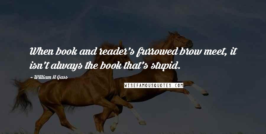 William H Gass quotes: When book and reader's furrowed brow meet, it isn't always the book that's stupid.