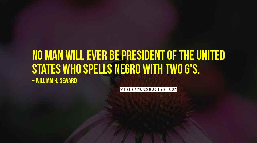 William H. Seward quotes: No man will ever be president of the United States who spells Negro with two g's.